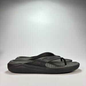 Crocs LiteRide Black Gray Lightweight Comfort Flip Flops Sandals Men's Size 7